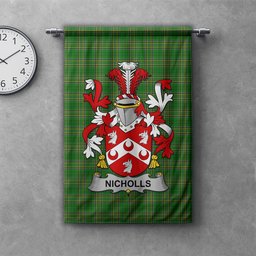 ScotsTee Shop Irish Nicholls or Nichols Clan Coat of Arms Irish Tartan Gonfalon Flag