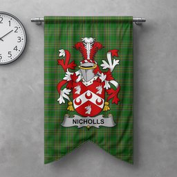 ScotsTee Shop Irish Nicholls or Nichols Clan Coat of Arms Irish Tartan Gonfalon Flag