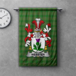 ScotsTee Shop Irish Webster Clan Coat of Arms Irish Tartan Gonfalon Flag