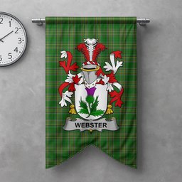 ScotsTee Shop Irish Webster Clan Coat of Arms Irish Tartan Gonfalon Flag