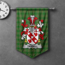ScotsTee Shop Irish Trydell Clan Coat of Arms Irish Tartan Gonfalon Flag