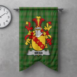 ScotsTee Shop Irish Webb Clan Coat of Arms Irish Tartan Gonfalon Flag