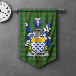 ScotsTee Shop Irish St.Leger Clan Coat of Arms Irish Tartan Gonfalon Flag