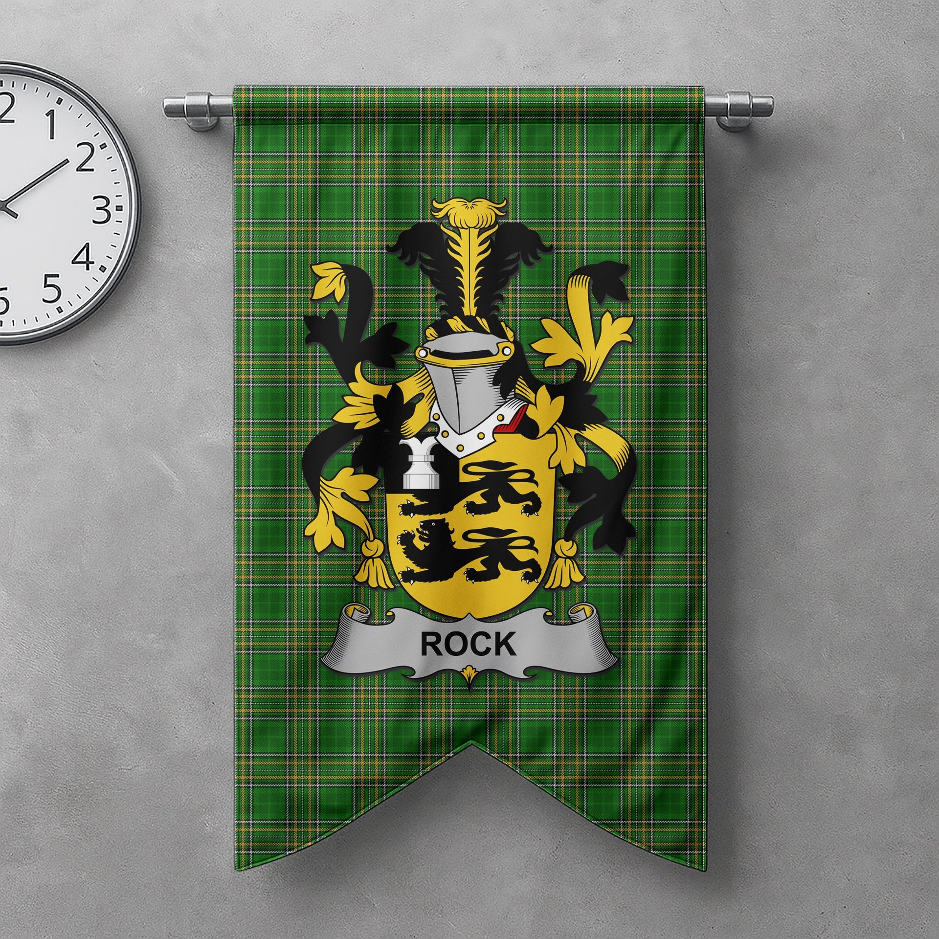 ScotsTee Shop Irish Rock Clan Coat of Arms Irish Tartan Gonfalon Flag