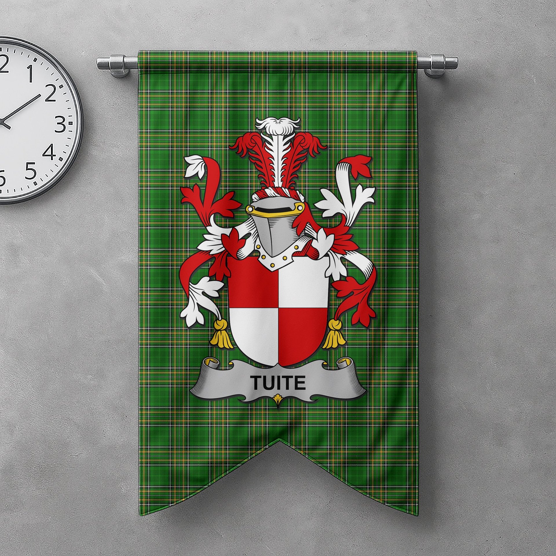 ScotsTee Shop Irish Tuite Clan Coat of Arms Irish Tartan Gonfalon Flag