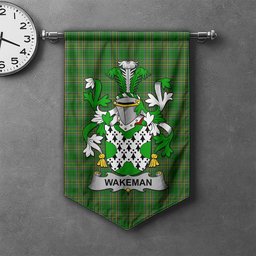 ScotsTee Shop Irish Wakeman Clan Coat of Arms Irish Tartan Gonfalon Flag