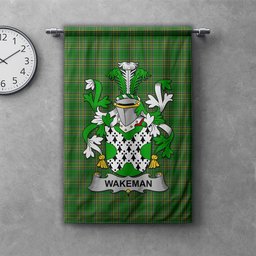 ScotsTee Shop Irish Wakeman Clan Coat of Arms Irish Tartan Gonfalon Flag