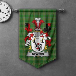 ScotsTee Shop Irish Newton Clan Coat of Arms Irish Tartan Gonfalon Flag