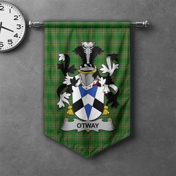 ScotsTee Shop Irish Otway Clan Coat of Arms Irish Tartan Gonfalon Flag
