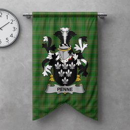 ScotsTee Shop Irish Penne or Penn Clan Coat of Arms Irish Tartan Gonfalon Flag