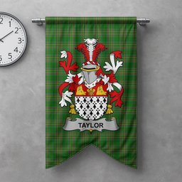 ScotsTee Shop Irish Taylor Clan Coat of Arms Irish Tartan Gonfalon Flag