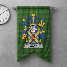 ScotsTee Shop Irish Wade Clan Coat of Arms Irish Tartan Gonfalon Flag