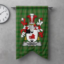 ScotsTee Shop Irish Tennent Clan Coat of Arms Irish Tartan Gonfalon Flag