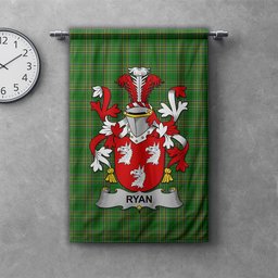 ScotsTee Shop Irish Ryan or O'Mulrian Clan Coat of Arms Irish Tartan Gonfalon Flag