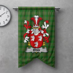 ScotsTee Shop Irish Ryan or O'Mulrian Clan Coat of Arms Irish Tartan Gonfalon Flag