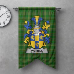 ScotsTee Shop Irish Wethill Clan Coat of Arms Irish Tartan Gonfalon Flag