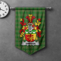 ScotsTee Shop Irish Simpson Clan Coat of Arms Irish Tartan Gonfalon Flag