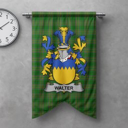 ScotsTee Shop Irish Walter Clan Coat of Arms Irish Tartan Gonfalon Flag