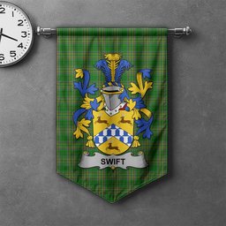 ScotsTee Shop Irish Swift Clan Coat of Arms Irish Tartan Gonfalon Flag