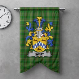 ScotsTee Shop Irish Swift Clan Coat of Arms Irish Tartan Gonfalon Flag
