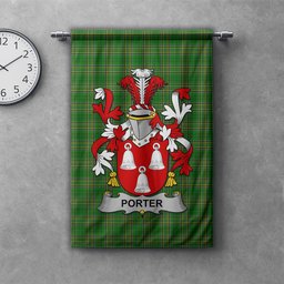 ScotsTee Shop Irish Porter Clan Coat of Arms Irish Tartan Gonfalon Flag