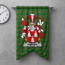 ScotsTee Shop Irish Porter Clan Coat of Arms Irish Tartan Gonfalon Flag
