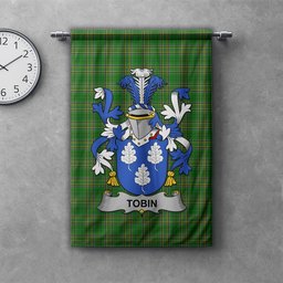 ScotsTee Shop Irish Tobin Clan Coat of Arms Irish Tartan Gonfalon Flag