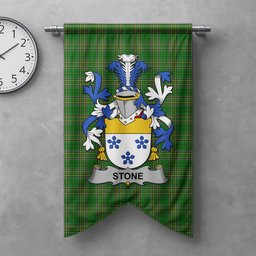 ScotsTee Shop Irish Stone Clan Coat of Arms Irish Tartan Gonfalon Flag