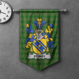 ScotsTee Shop Irish Stoney Clan Coat of Arms Irish Tartan Gonfalon Flag