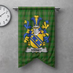 ScotsTee Shop Irish Stoney Clan Coat of Arms Irish Tartan Gonfalon Flag