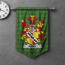 ScotsTee Shop Irish Perry Clan Coat of Arms Irish Tartan Gonfalon Flag