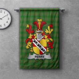 ScotsTee Shop Irish Perry Clan Coat of Arms Irish Tartan Gonfalon Flag