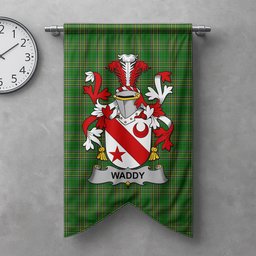ScotsTee Shop Irish Waddy Clan Coat of Arms Irish Tartan Gonfalon Flag