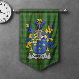 ScotsTee Shop Irish Somerville Clan Coat of Arms Irish Tartan Gonfalon Flag