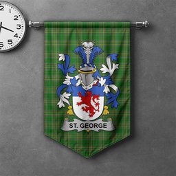 ScotsTee Shop Irish St. George Clan Coat of Arms Irish Tartan Gonfalon Flag