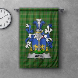 ScotsTee Shop Irish Owen Clan Coat of Arms Irish Tartan Gonfalon Flag