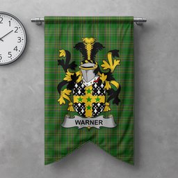 ScotsTee Shop Irish Warner Clan Coat of Arms Irish Tartan Gonfalon Flag