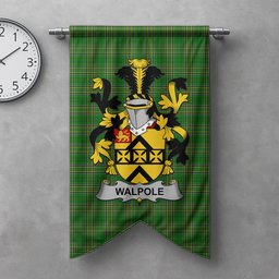 ScotsTee Shop Irish Walpole Clan Coat of Arms Irish Tartan Gonfalon Flag