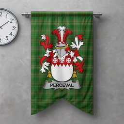 ScotsTee Shop Irish Perceval Clan Coat of Arms Irish Tartan Gonfalon Flag