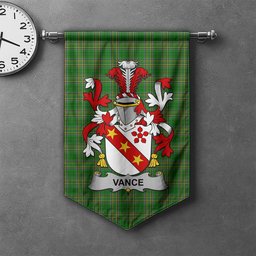 ScotsTee Shop Irish Vance Clan Coat of Arms Irish Tartan Gonfalon Flag