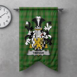 ScotsTee Shop Irish Trevor Clan Coat of Arms Irish Tartan Gonfalon Flag