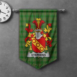 ScotsTee Shop Irish Stephens Clan Coat of Arms Irish Tartan Gonfalon Flag