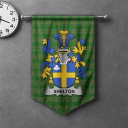 ScotsTee Shop Irish Shelton Clan Coat of Arms Irish Tartan Gonfalon Flag