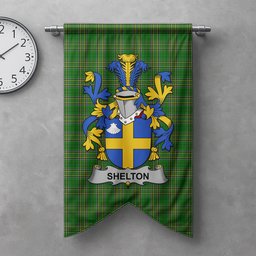 ScotsTee Shop Irish Shelton Clan Coat of Arms Irish Tartan Gonfalon Flag