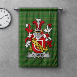 ScotsTee Shop Irish Quigley or O'Quigley Clan Coat of Arms Irish Tartan Gonfalon Flag
