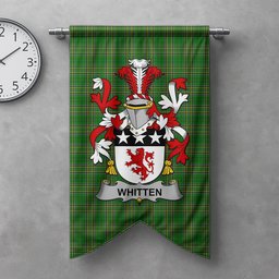 ScotsTee Shop Irish Whitten Clan Coat of Arms Irish Tartan Gonfalon Flag