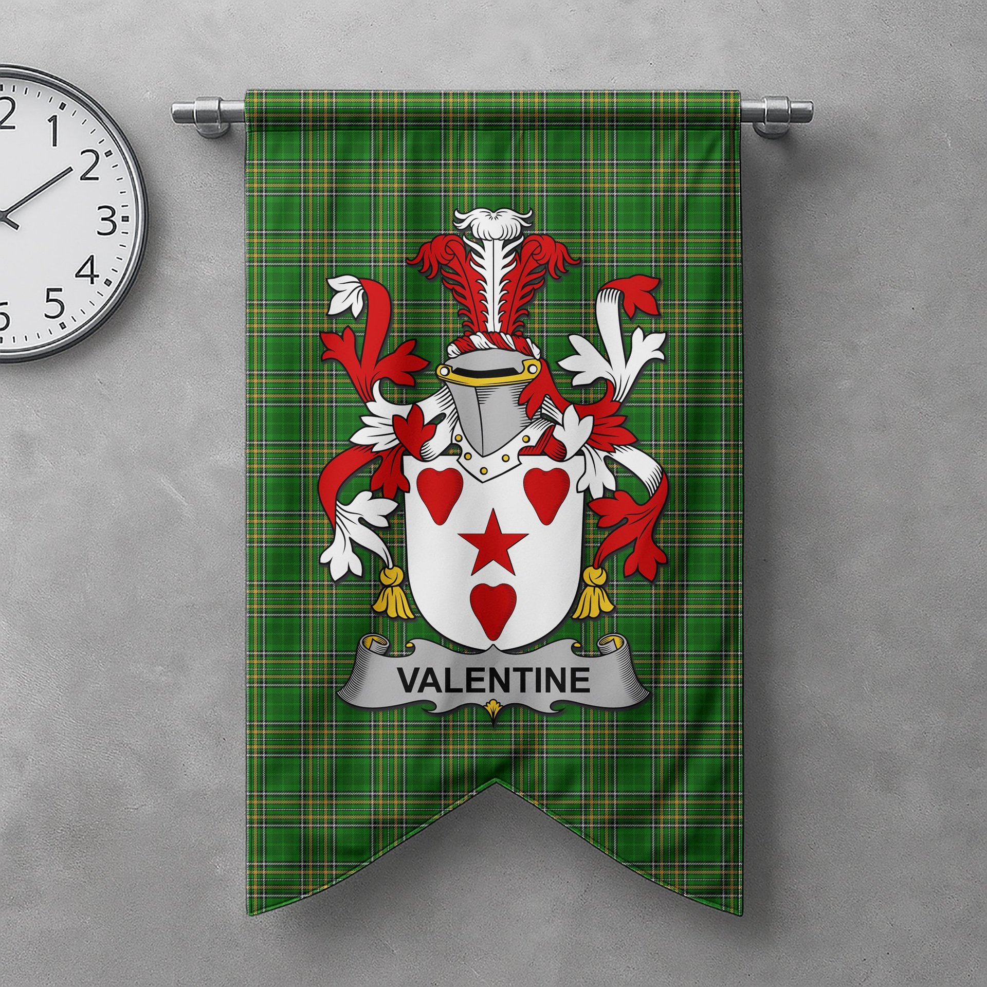 ScotsTee Shop Irish Valentine Clan Coat of Arms Irish Tartan Gonfalon Flag