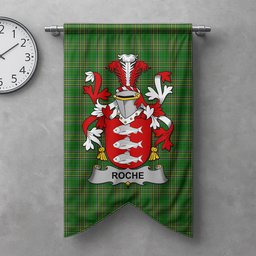 ScotsTee Shop Irish Roche Clan Coat of Arms Irish Tartan Gonfalon Flag