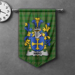 ScotsTee Shop Irish Ward Clan Coat of Arms Irish Tartan Gonfalon Flag