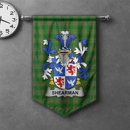 ScotsTee Shop Irish Shearman Clan Coat of Arms Irish Tartan Gonfalon Flag